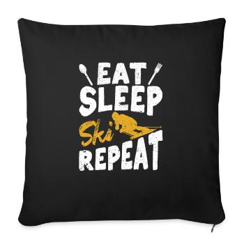 Food Sleeping Skiing Repetition Skiing - Sofa pillowcase 17,3'' x 17,3'' (45 x 45 cm) - black - Front