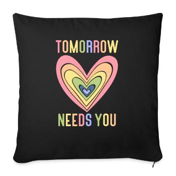Anxiété Dépression Santé mentale - Housse de coussin décorative 45 x 45 cm - noir - Devant