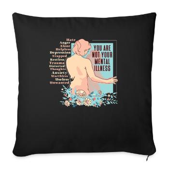 Anxiety Depression Mental Health - Sofa pillowcase 17,3'' x 17,3'' (45 x 45 cm) - black - Front