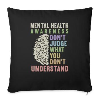 Anxiety Depression Mental Health - Sofa pillowcase 17,3'' x 17,3'' (45 x 45 cm) - black - Front