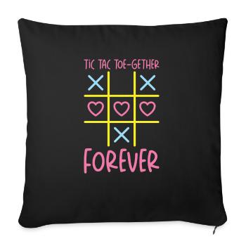 Valentines Kids Family Tic Tac Toe game - Sofa pillowcase 17,3'' x 17,3'' (45 x 45 cm) - black - Front