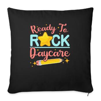 Prêt à faire vibrer Enseignante en garderie Éducatrice en garderie - Housse de coussin décorative 45 x 45 cm - noir - Devant