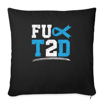 Typ 2 Diabetes T2D Warrior Diabetes Bewusstsein - Sofakissenbezug 45 x 45 cm - Schwarz - Vorne