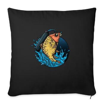T-shirt de pêche Homme Pêcheur Rod Pêche Pêche - Housse de coussin décorative 45 x 45 cm - noir - Devant
