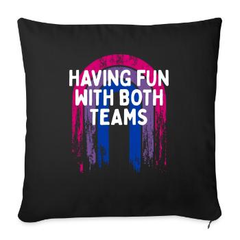 S’amuser avec les deux équipes Bisexuel LGBTQ Bi - Housse de coussin décorative 45 x 45 cm - noir - Devant
