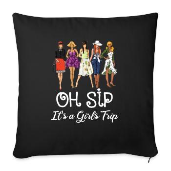 Oh SIP, it's a girl exit black - Sofa pillowcase 17,3'' x 17,3'' (45 x 45 cm) - black - Front