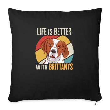 Français Bretagne Épagneul Epagneul Breton Cadeau - Housse de coussin décorative 45 x 45 cm - noir - Devant