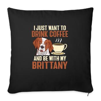 French Brittany Spaniel Epagneul Breton Gift - Sofa pillowcase 17,3'' x 17,3'' (45 x 45 cm) - black - Front