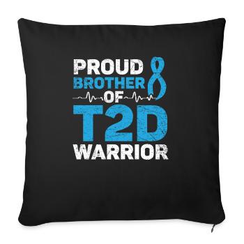 Fier frère d’un guerrier du DT2 Sensibilisation au diabète - Housse de coussin décorative 45 x 45 cm - noir - Devant