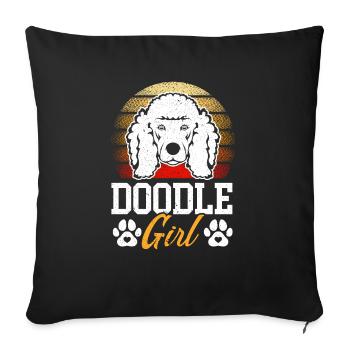 Doodle Fille Goldendoodle Chien Amant Puppy Paw Love - Housse de coussin décorative 45 x 45 cm - noir - Devant