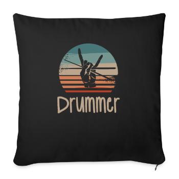 Retro Vintage Classic Drummer Drumming - Sofakissenbezug 45 x 45 cm - Schwarz - Vorne