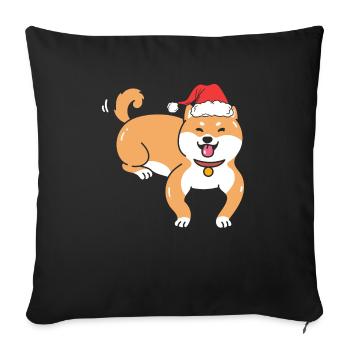 Shiba Inu Japanischer Hund Liebhaber Welpen Pfote Weihnachten - Sofakissenbezug 45 x 45 cm - Schwarz - Vorne