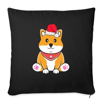 Shiba Inu Japanischer Hund Liebhaber Welpen Pfote Weihnachten - Sofakissenbezug 45 x 45 cm - Schwarz - Vorne