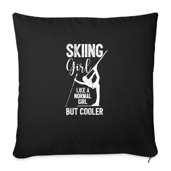 Ski Girls Funny Winter Sports Woman Skier - Sofa pillowcase 17,3'' x 17,3'' (45 x 45 cm) - black - Front