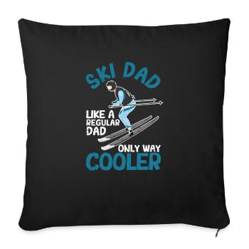 Ski Papa Drôle Sports d’hiver Papa Ski Père - Housse de coussin décorative 45 x 45 cm - noir - Devant