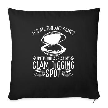 Clam Spot Clamming Rake Funny Clam Digger - Sofa pillowcase 17,3'' x 17,3'' (45 x 45 cm) - black - Front