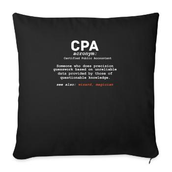 CPA Certified Public Accountant Définition drôle - Housse de coussin décorative 45 x 45 cm - noir - Devant