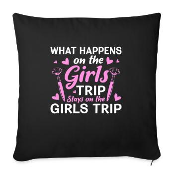 What happens on the girls' journey remains funny - Sofa pillowcase 17,3'' x 17,3'' (45 x 45 cm) - black - Front