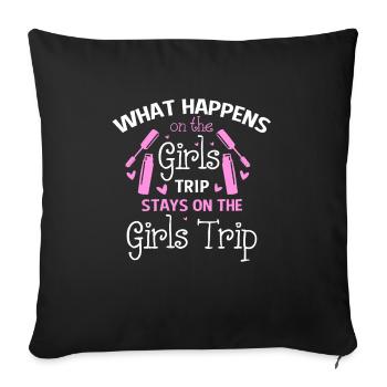 What happens on the girls' journey remains funny - Sofa pillowcase 17,3'' x 17,3'' (45 x 45 cm) - black - Front