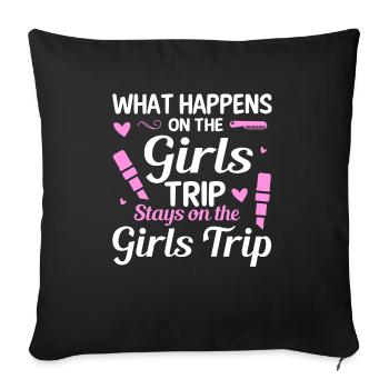 What happens on the girls' journey remains funny - Sofa pillowcase 17,3'' x 17,3'' (45 x 45 cm) - black - Front