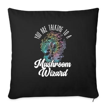 Vous parlez à un magicien champignon mycologie - Housse de coussin décorative 45 x 45 cm - noir - Devant