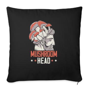 Mushroom Head Mycology Foraging Morel Hunting - Sofa pillowcase 17,3'' x 17,3'' (45 x 45 cm) - black - Front