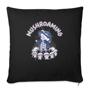 Mushroaming Champignon Mycologie Chasse aux morilles - Housse de coussin décorative 45 x 45 cm - noir - Devant