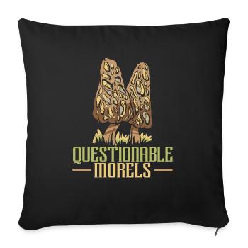 Questionable Morels Mushroom Mycology Foraging - Sofa pillowcase 17,3'' x 17,3'' (45 x 45 cm) - black - Front