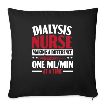 Une infirmière en dialyse fait une différence médicale - Housse de coussin décorative 45 x 45 cm - noir - Devant