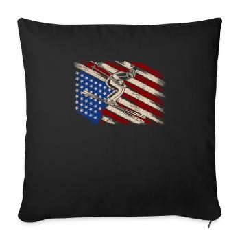 American Flag Ski 4 juillet Skiers Funny - Housse de coussin décorative 45 x 45 cm - noir - Devant