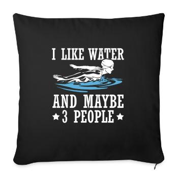 Schimmer Schwimmen J’aime l’eau et peut-être 3 personnes - Housse de coussin décorative 45 x 45 cm - noir - Devant