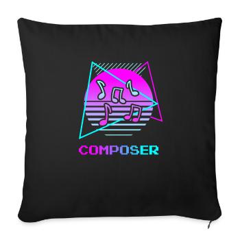 Retro Vintage Classic Composer Music Composing - Sofa pillowcase 17,3'' x 17,3'' (45 x 45 cm) - black - Front