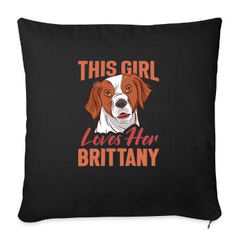 French Brittany Spaniel Epagneul Breton Gift - Sofa pillowcase 17,3'' x 17,3'' (45 x 45 cm) - black - Front