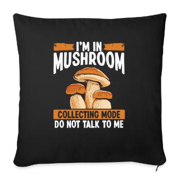 Mode de collecte de champignons champis Collection de champignons - Housse de coussin décorative 45 x 45 cm - noir - Devant