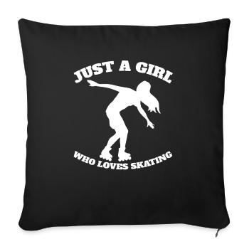 Patinage à roulettes Patinage à roues alignées Filles Patineuse en ligne - Housse de coussin décorative 45 x 45 cm - noir - Devant