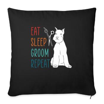 Manger Sommeil Groom Repeat Shirt Chien Coiffeur - Housse de coussin décorative 45 x 45 cm - noir - Devant