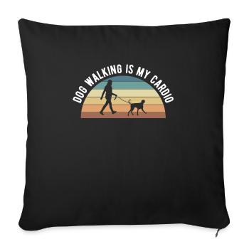 La promenade du chien est mon cadeau de gardien de chien cardio - Housse de coussin décorative 45 x 45 cm - noir - Devant
