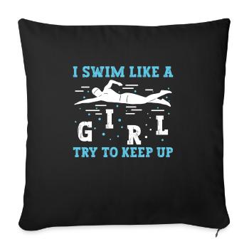 Schimmer Schwimmen Je nage comme une fille J’essaie de garder - Housse de coussin décorative 45 x 45 cm - noir - Devant