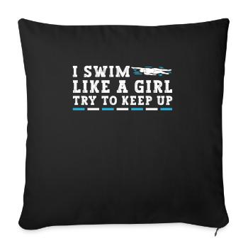 Schimmer Schwimmen Je nage comme une fille J’essaie de garder - Housse de coussin décorative 45 x 45 cm - noir - Devant