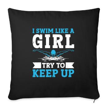 Schimmer Schwimmen Je nage comme une fille J’essaie de garder - Housse de coussin décorative 45 x 45 cm - noir - Devant
