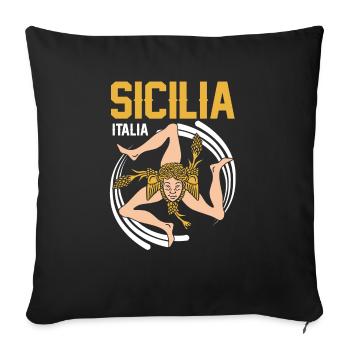 Sicile drapeau Sicile Palerme Italie - Housse de coussin décorative 45 x 45 cm - noir - Devant