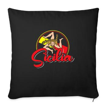 Sicile drapeau Sicile Palerme Italie - Housse de coussin décorative 45 x 45 cm - noir - Devant