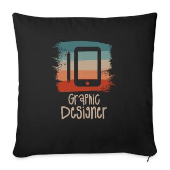 Rétro Vintage Graphiste Design Graphique - Housse de coussin décorative 45 x 45 cm - noir - Devant