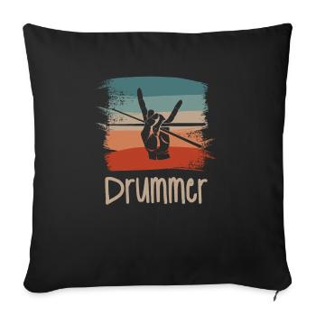 Retro Vintage Classic Drummer Drumming - Sofakissenbezug 45 x 45 cm - Schwarz - Vorne
