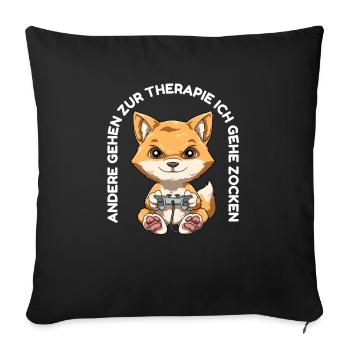 Gamer Fuchs - Lustiges Gamer Zocken Videospiele - Sofakissenbezug 45 x 45 cm - Schwarz - Vorne