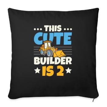 This Cute Builder Is 2 Construction Birthday - Sofa pillowcase 17,3'' x 17,3'' (45 x 45 cm) - black - Front