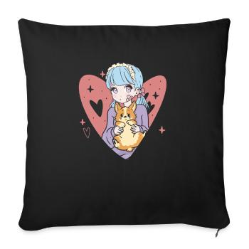 Anime Stylish Cute Girl Retro Kawaii - Housse de coussin décorative 45 x 45 cm - noir - Devant