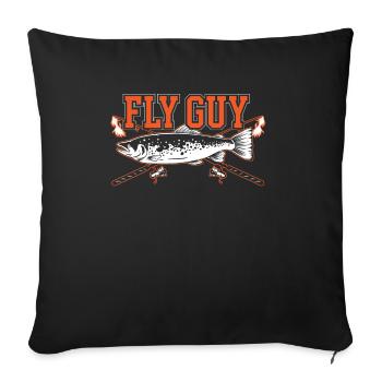 Fly Guy pêche à la mouche pêcheur attrape-poisson pêcheur - Housse de coussin décorative 45 x 45 cm - noir - Devant