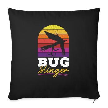 Bug Slinger Pêche Pêcheur Poisson Pêcheur Pêcheur - Housse de coussin décorative 45 x 45 cm - noir - Devant