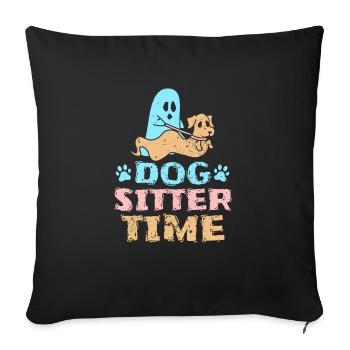 Cadeau de chemise de temps de gardien de chien - Housse de coussin décorative 45 x 45 cm - noir - Devant
